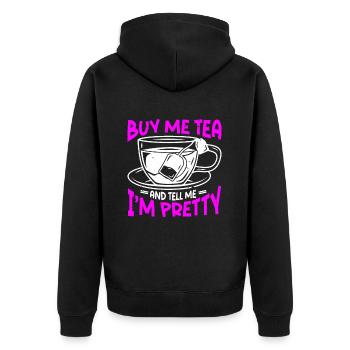 Tea Drinker Tea - Unisex Premium Organic Zip Hoodie - black - Back - Nico (187cm)