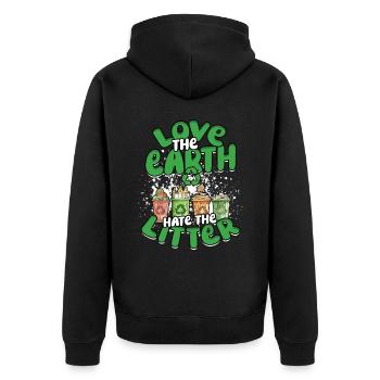 Umweltschutz Umweltschützer Recyceln - Unisex Premium Bio Zip Hoodie - Schwarz - Hinten - Nico (187cm)