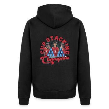 Cup Stacking Champion - Unisex Premium Bio Zip Hoodie - Schwarz - Hinten - Nico (187cm)