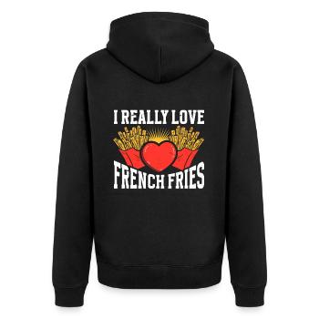 Fast Food Pommes Frites - Unisex Premium Bio Zip Hoodie - Schwarz - Hinten - Nico (187cm)