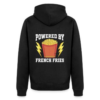 Fast Food Pommes Frites - Unisex Premium Bio Zip Hoodie - Schwarz - Hinten - Nico (187cm)