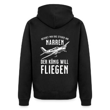 Airplane Tshirt Men's Helicopter Pilot Airplane - Unisex Premium Organic Zip Hoodie - black - Back - Nico (187cm)