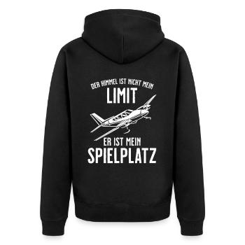 Airplane Tshirt Men's Helicopter Pilot Airplane - Unisex Premium Organic Zip Hoodie - black - Back - Nico (187cm)