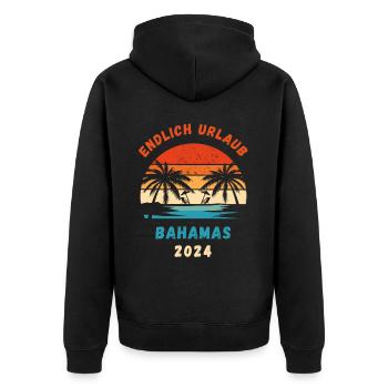 Bahamas Urlaub 2024 Karibik Insel Idee - Unisex Premium Bio Zip Hoodie - Schwarz - Hinten - Nico (187cm)