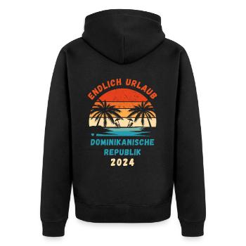 Dominikanische Republik Urlaub 2024 Karibik Idee - Unisex Premium Bio Zip Hoodie - Schwarz - Hinten - Nico (187cm)