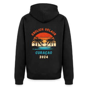 Curaçao Urlaub 2024 Karibik Curacao Idee - Unisex Premium Bio Zip Hoodie - Schwarz - Hinten - Nico (187cm)