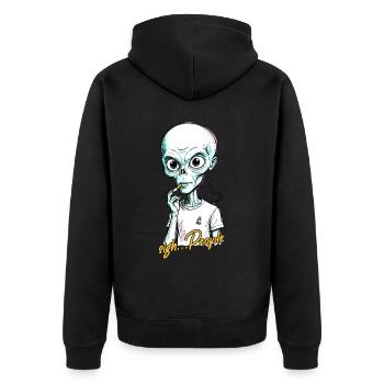 Lustiger Außerirdischer Spruch Zigarette Rauchend - Unisex Premium Bio Zip Hoodie - Schwarz - Hinten - Nico (187cm)