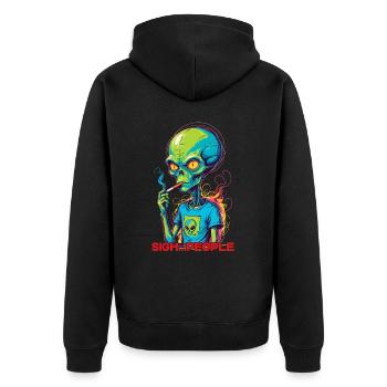 Lustiger Außerirdischer Spruch sigh...People - Unisex Premium Bio Zip Hoodie - Schwarz - Hinten - Nico (187cm)