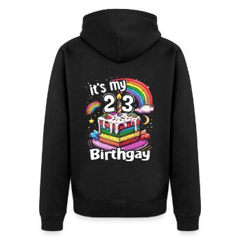 It's my birthgay birth-gay lgbt gay - Unisex Premium Organic Zip Hoodie - black - Back - Nico (187cm)