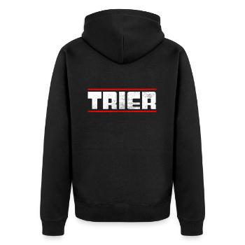 Trier - Unisex Premium Bio Zip Hoodie - Schwarz - Hinten - Nico (187cm)
