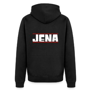 Jena - Unisex Premium Bio Zip Hoodie - Schwarz - Hinten - Nico (187cm)