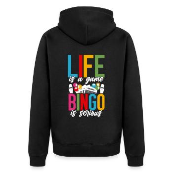 La vie d’un joueur de bingo est un jeu de bingo - Veste à capuche bio Premium Unisexe - noir - Dos - Nico (187cm)