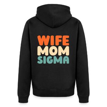 Schwesternschaft Soroitas Sigma Mama - Unisex Premium Bio Zip Hoodie - Schwarz - Hinten - Nico (187cm)