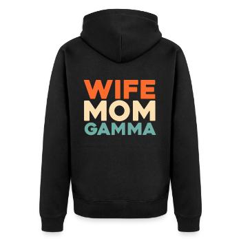 Sorority Soroitas Gamma Mama - Unisex Premium Organic Zip Hoodie - black - Back - Nico (187cm)
