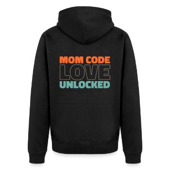 Mom Mom - Unisex Premium Organic Zip Hoodie - black - Back - Nico (187cm)