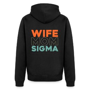 Schwesternschaft Soroitas Sigma Mama - Unisex Premium Bio Zip Hoodie - Schwarz - Hinten - Nico (187cm)