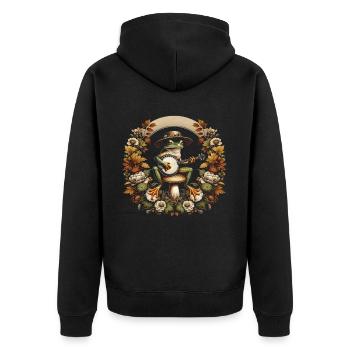 Cottagecore Frosch mit Gitarre - Unisex Premium Bio Zip Hoodie - Schwarz - Hinten - Nico (187cm)