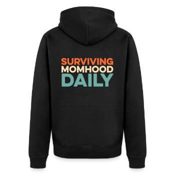 Mom Mom - Unisex Premium Organic Zip Hoodie - black - Back - Nico (187cm)