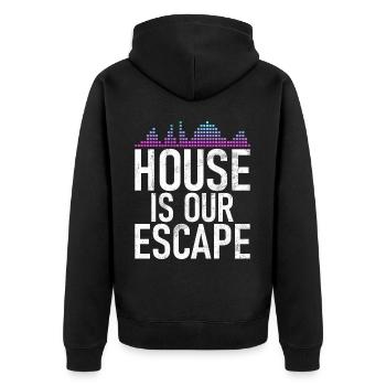House Music, EDM, Rave, DJ, Electro, Deep House, Lover - Unisex Premium Organic Zip Hoodie - black - Back - Nico (187cm)