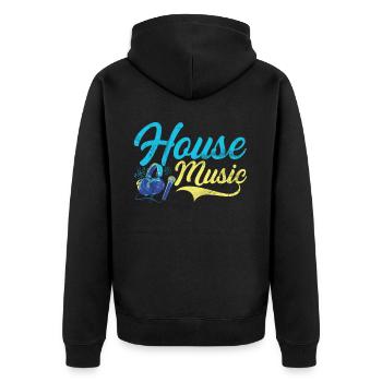 Hausmusik EDM Rave DJ Electro Deep House Lover - Unisex Premium Bio Zip Hoodie - Schwarz - Hinten - Nico (187cm)