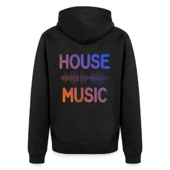 Hausmusik EDM Rave DJ Electro Deep House Lover - Unisex Premium Bio Zip Hoodie - Schwarz - Hinten - Nico (187cm)