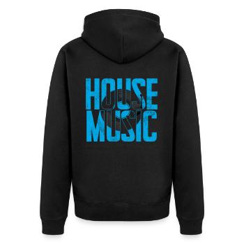 Hausmusik EDM Rave DJ Electro Deep House Lover - Unisex Premium Bio Zip Hoodie - Schwarz - Hinten - Nico (187cm)