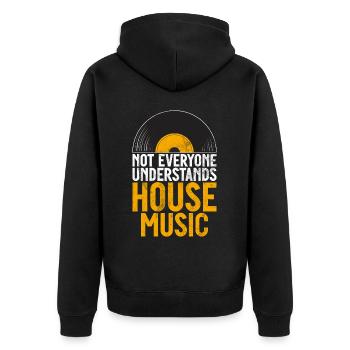 Hausmusik EDM Rave DJ Electro Deep House Lover - Unisex Premium Bio Zip Hoodie - Schwarz - Hinten - Nico (187cm)