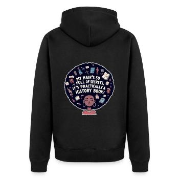 Historical Treasures Hair Illustration - Unisex Premium Organic Zip Hoodie - black - Back - Nico (187cm)