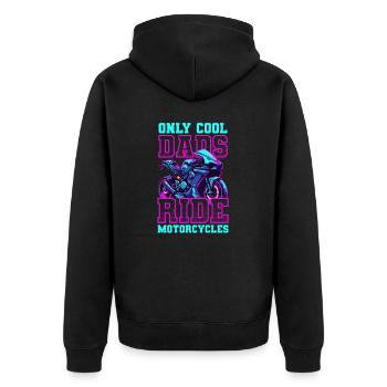 Motorrad Papa Coole Väter fahren Motorrad - Unisex Premium Bio Zip Hoodie - Schwarz - Hinten - Nico (187cm)
