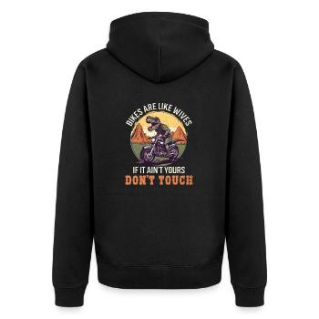 Motorrad Papa Ehefrauen mögen Motorräder, die nicht deine sind - Unisex Premium Bio Zip Hoodie - Schwarz - Hinten - Nico (187cm)