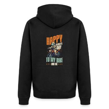 Motorrad Papa Zu Meinem Motorrad Und Mir - Unisex Premium Bio Zip Hoodie - Schwarz - Hinten - Nico (187cm)