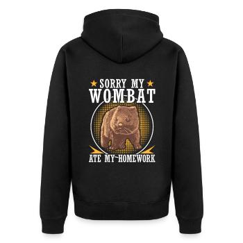 Wombat a fait mes devoirs marsupial - Veste à capuche bio Premium Unisexe - noir - Dos - Nico (187cm)