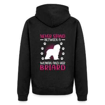 Briard Berger de Brie épouse et son Briard - Veste à capuche bio Premium Unisexe - noir - Dos - Nico (187cm)