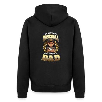 Baseball Dad Favorite Player Calls Me Dad - Unisex Premium Organic Zip Hoodie - black - Back - Nico (187cm)