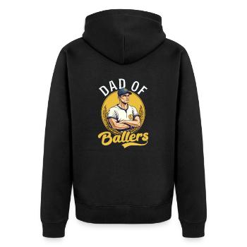 Baseball Papa Papa Von - Unisex Premium Bio Zip Hoodie - Schwarz - Hinten - Nico (187cm)