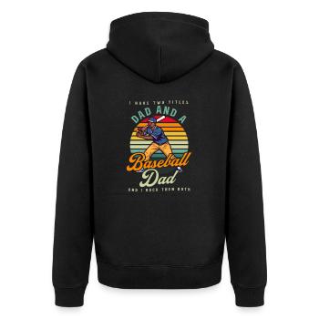 Baseball Papa Zwei Titel Papa Und Baseball Papa - Unisex Premium Bio Zip Hoodie - Schwarz - Hinten - Nico (187cm)