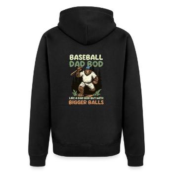 Baseball Papa Baseball Papa Bod Grosses Balles - Veste à capuche bio Premium Unisexe - noir - Dos - Nico (187cm)