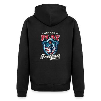 4. Juli Fußball geboren, um Fußball zu spielen - Unisex Premium Bio Zip Hoodie - Schwarz - Hinten - Nico (187cm)