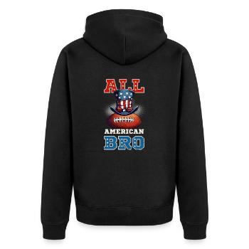 4. Juli Fußball All American Bro - Unisex Premium Bio Zip Hoodie - Schwarz - Hinten - Nico (187cm)
