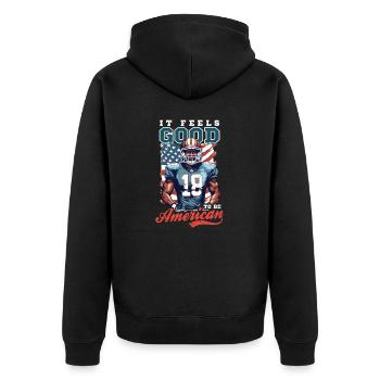 4 juillet Football Feels Good Be American - Veste à capuche bio Premium Unisexe - noir - Dos - Nico (187cm)