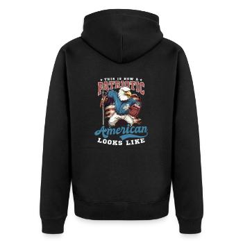 4. Juli Baseball Patriotischer Amerikaner sieht aus wie - Unisex Premium Bio Zip Hoodie - Schwarz - Hinten - Nico (187cm)