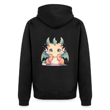 Dragon Kawaii Dragon Kids - Unisex Premium Organic Zip Hoodie - black - Back - Nico (187cm)