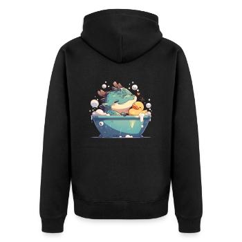 Dragon Bubble Bath Kawaii Dragon Kids - Unisex Premium Organic Zip Hoodie - black - Back - Nico (187cm)