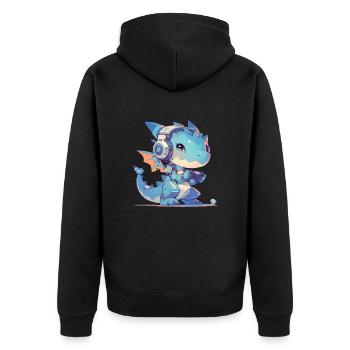 Dragon Gamer Kawaii Gaming Dragon - Unisex Premium Organic Zip Hoodie - black - Back - Nico (187cm)