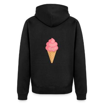 Eiscreme - Unisex Premium Bio Zip Hoodie - Schwarz - Hinten - Nico (187cm)
