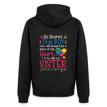 Autism Awareness Day Autistic Gift - Unisex Premium Organic Zip Hoodie - black - Back - Nico (187cm)