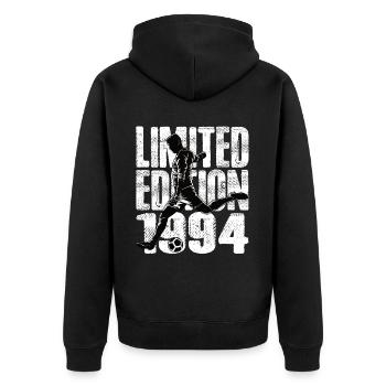 Limited Edition 1994 Limited Edition Fußball - Unisex Premium Bio Zip Hoodie - Schwarz - Hinten - Nico (187cm)