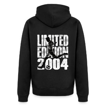 Limited Edition 2004 Limited Edition Fußball - Unisex Premium Bio Zip Hoodie - Schwarz - Hinten - Nico (187cm)