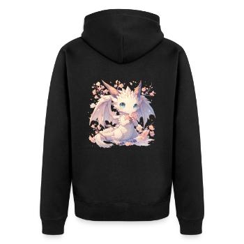 Dragon Fleur de Cerisier Japonais Kawaii - Veste à capuche bio Premium Unisexe - noir - Dos - Nico (187cm)