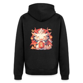Drachenlaternenfest Japanisch Kawaii - Unisex Premium Bio Zip Hoodie - Schwarz - Hinten - Nico (187cm)